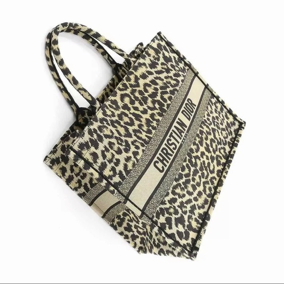 Christian Dior Mizza Book Tote Large Bag Canvas Beige Leopard pattern 50-MA-1201 - Picture 11 of 16
